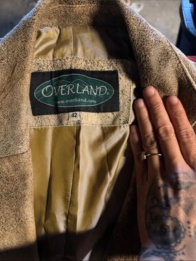 Overland Men's Tan Suede Pea Coat - Classic Overland Outerwear Vintage